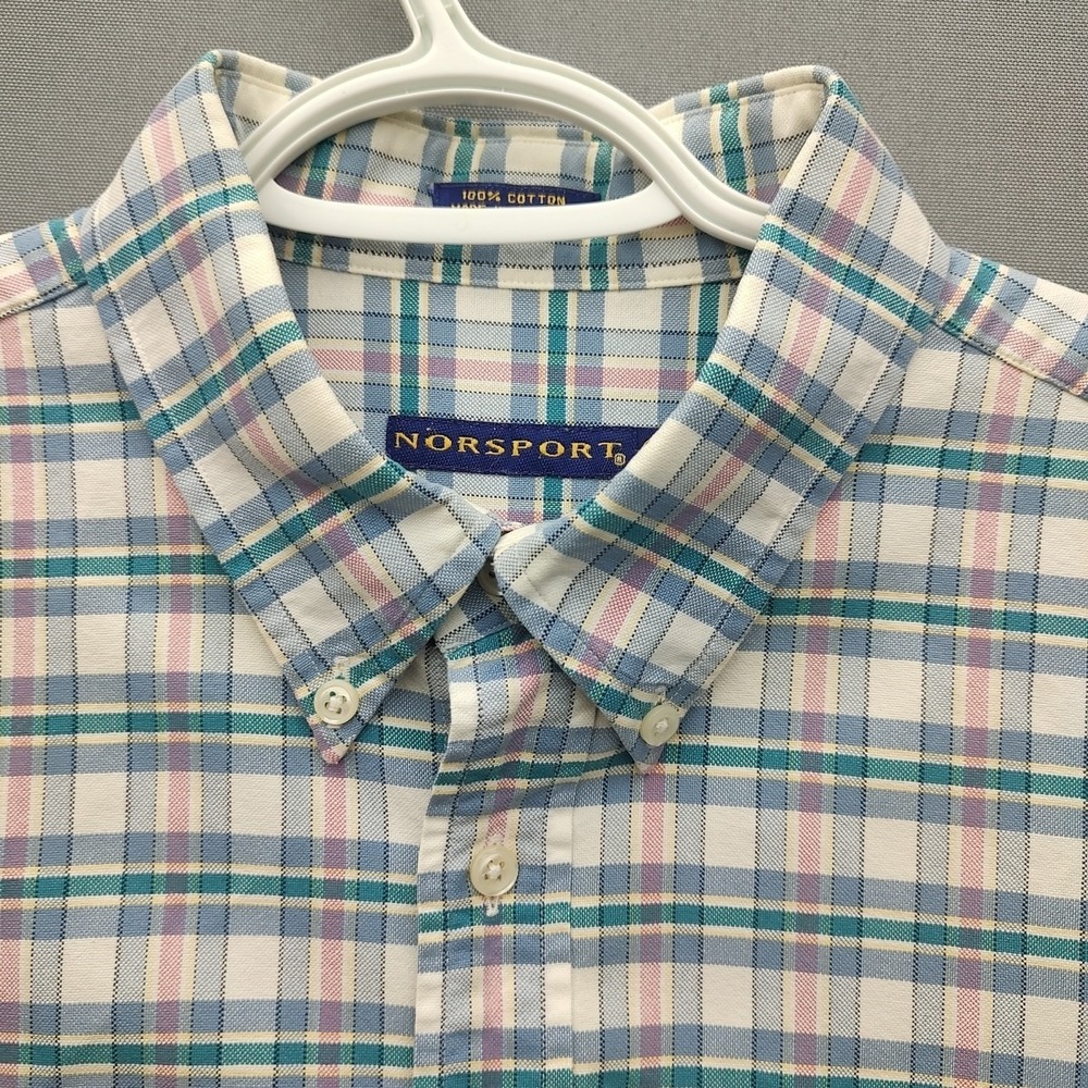 Norsport Men's Monticolored Plaid‎ Button Up Shirt Long Sleeve Size Large